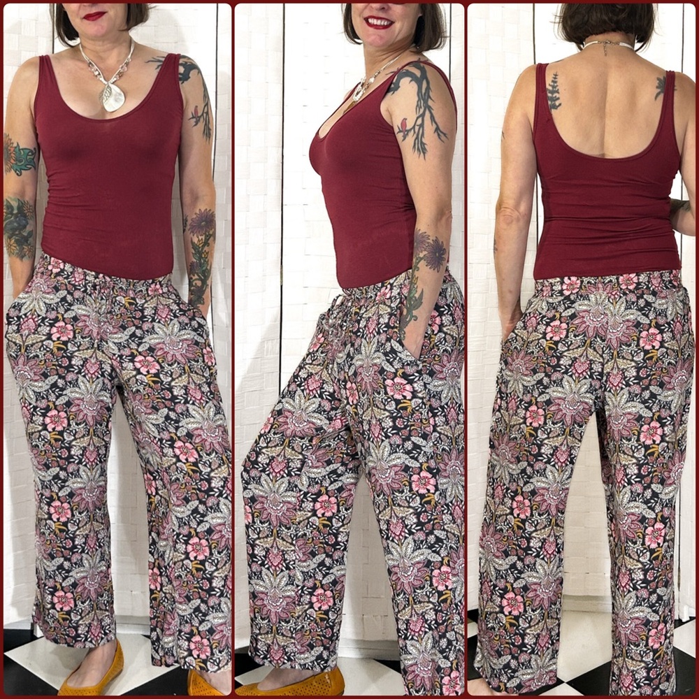 LOFT floral drawstring pants (S)